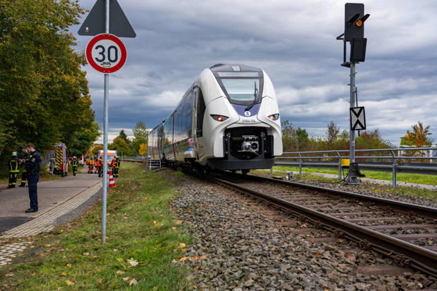 Car collides with train Car collides with train Fritzlar railroad crossing Pappelallee Hesse Germany