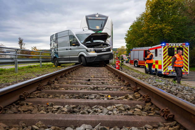 Car collides with train Car collides with train Fritzlar railroad crossing Pappelallee Hesse Germany