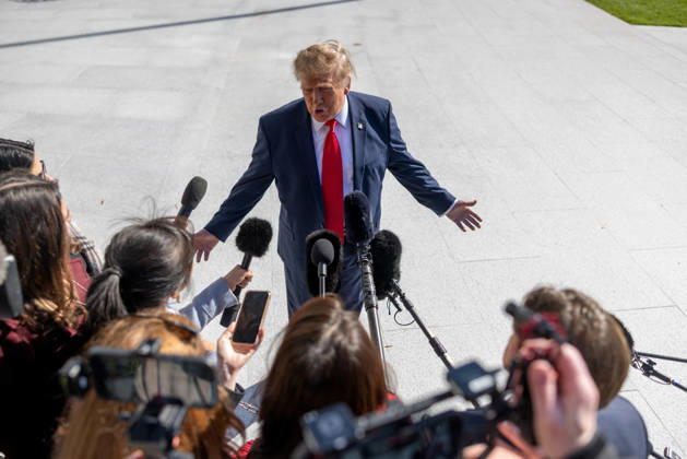 Trump Departs White House WASHINGTON, DC - OCT. 23: US President Donald Trump speaks to reporters outside the White House as he departs for a campaign stop in Ft. Myers, Fla. via Marine One on Friday, Oct. 23, 2026 in Washington, D.C. (Photo by Tierney Cross Pool For The Washington Post) Washington DC United States  Copyright: xPool ABACAx