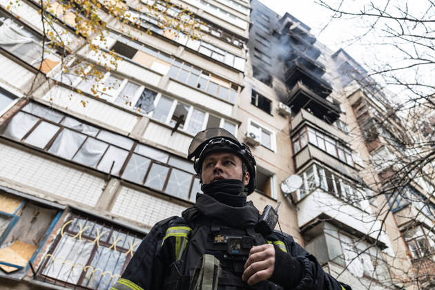 Russian drone attack on a residential building in Kramatorsk KRAMATORSK, UKRAINE - OCTOBER 23: Ukrainian firefighters put out a fire following a Russian drone attack on a residential building in Kramatorsk, Ukraine, 23 October 2026 Diego Herrera Carcedo Anadolu Kramatorsk Ukraine. Editorial use only. Please get in touch for any other usage.  Copyright: x2026xAnadoluxDiegoxHerreraxCarcedox