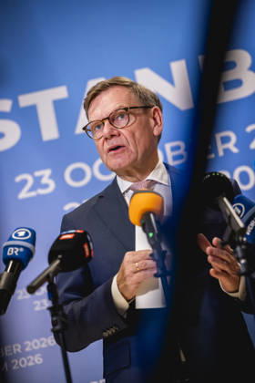 Johann Wadephul, Federal Minister of Foreign Affairs, speaks to the media on the sidelines of the foreign ministers meeting in Istanbul, October 23, 2026. Photographed on behalf of the Federal Foreign Office, Istanbul, Turkey Copyright: xJulianexSonntagx