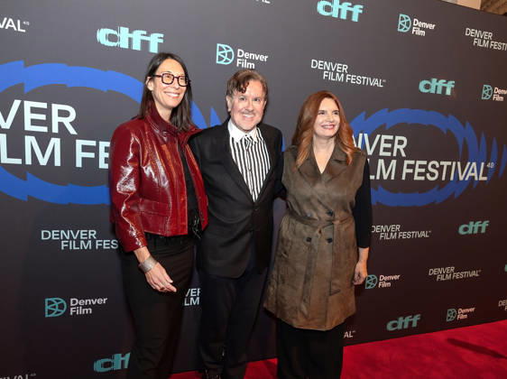 October 23, 2026, Denver, Colorado, USA: Director SHERYL GLUBOK, Actor JEREMY SWIFT, and Actor MARIAN HINKLE of the film Welcome to the Fishbowl pose for a group photo during the 49th. Denver Film Festival Red Carpet event at the Ellie Caulkins Opera House Thursday night. Credit Image: ZUMA Press Wire) Denver USA - ZUMAav4_ 20261023_zaf_av4_008 Copyright: xHectorxAcevedox