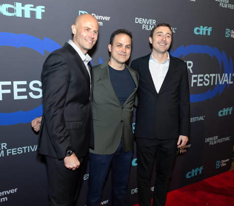 October 23, 2026, Denver, Colorado, USA: CEO of DFF KEVIN SMITH, Screen writer PETER GAMBLE of the film I Play Rocky, and DFF Artistic Director MATT CAMPBELL pose for a photo during the 49th. Denver Film Festival Red Carpet event at the Ellie Caulkins Opera House Thursday night. Credit Image: ZUMA Press Wire) Denver USA  - ZUMAav4_ 20261023_zaf_av4_017 Copyright: xHectorxAcevedox