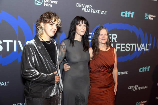 October 23, 2026, Denver, Colorado, USA: Film subject HAZEL WILTON-GREEN, Director ISABELLA GRACE COHN, and Executive Producer SUSANNAH CARLETON of the film Watch You Rise pose for a group photo during the 49th. Denver Film Festival Red Carpet event at the Ellie Caulkins Opera House Thursday night. Credit Image: ZUMA Press Wire) Denver USA  - ZUMAav4_ 20261023_zaf_av4_018 Copyright: xHectorxAcevedox