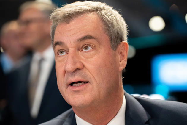 Munich, Bavaria, Germany October 23, 2026: The 2026 party convention of the CSU (Christian Social Union) at the Munich Trade Fair Center. Close-up of Minister President Dr. Markus Söder
