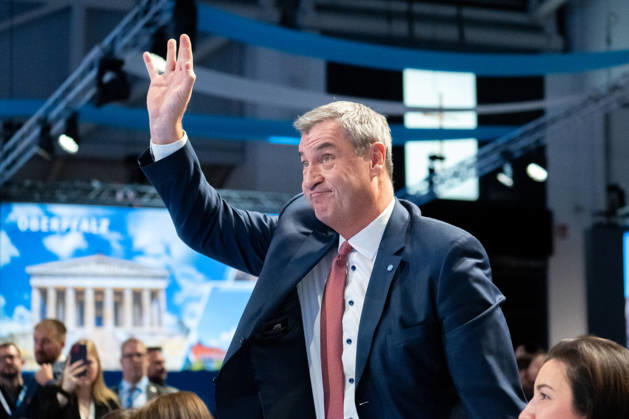 Munich, Bavaria, Germany October 23, 2026: The 2026 party convention of the CSU (Christian Social Union) at the Munich Trade Fair Center. Minister President Dr. Markus Söder