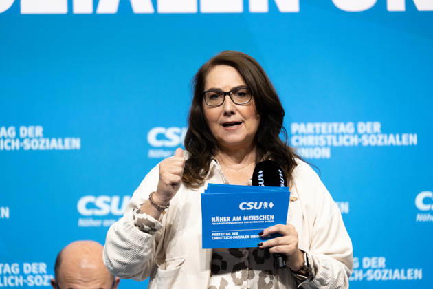 Munich, Bavaria, Germany October 23, 2026: The 2026 Party Convention of the CSU (Christian Social Union) at the Munich Trade Fair Center. Forum: LOCAL POLITICS, STRONG COMMUNITIES. A BRIGHT FUTURE. Tanja Schorer-Dremel (Member of the State Parliament)