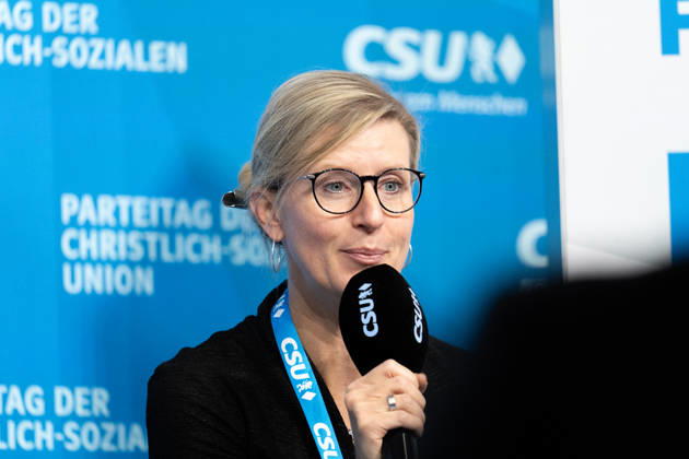 Munich, Bavaria, Germany - October 23, 2026: The 2026 Party Convention of the CSU (Christian Social Union) at Messe München. Forum: LOCAL POLITICS, STRONG COMMUNITIES. A BRIGHT FUTURE. Katrin Albsteiger (Mayor of NEU-ULM)