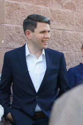 October 23, 2026: Austin, Texas. James Talarico voted early today at the Gus Garcia Recreation Center with his girlfriend Brianna Menard and his mother Tamara Talarico and Stepfather Mark Talarico. - ZUMAda1_ 20261023_zap_da1_028 Copyright: xSandraxDahdahx