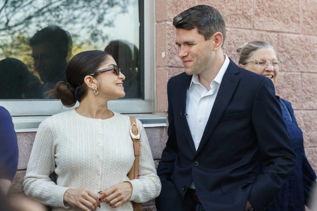 October 23, 2026: Austin, Texas. James Talarico voted early today at the Gus Garcia Recreation Center with his girlfriend Brianna Menard and his mother Tamara Talarico and Stepfather Mark Talarico. - ZUMAda1_ 20261023_zap_da1_034 Copyright: xSandraxDahdahx