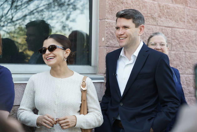 October 23, 2026: Austin, Texas. James Talarico voted early today at the Gus Garcia Recreation Center with his girlfriend Brianna Menard and his mother Tamara Talarico and Stepfather Mark Talarico. - ZUMAda1_ 20261023_zap_da1_035 Copyright: xSandraxDahdahx