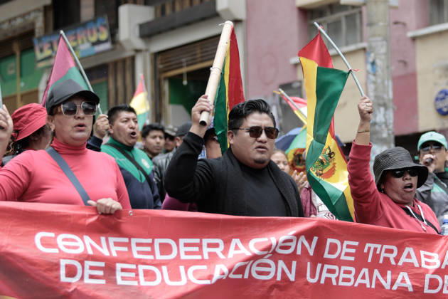 Bolivian teachers march amid the state of emergency in Bolivia LA PAZ, BOLIVIA - OCTOBER 23: Teachers wave Bolivian flags during a large march against the government amid a state of emergency in La Paz, Bolivia, on October 23, 2026. The Urban Teachers Union is holding a 24-hour nationwide strike this Friday to press a series of demands upon the national government. In La Paz, Cochabamba, Chuquisaca, and Santa Cruz, teachers are staging marches and protests, despite the state of emergency currently in effect in the country. Jorge Mateo Romay Salinas Anadolu La paz Bolivia. Editorial use only. Please get in touch for any other usage.  Copyright: x2026xAnadoluxJorgexMateoxRomayxSalinasx