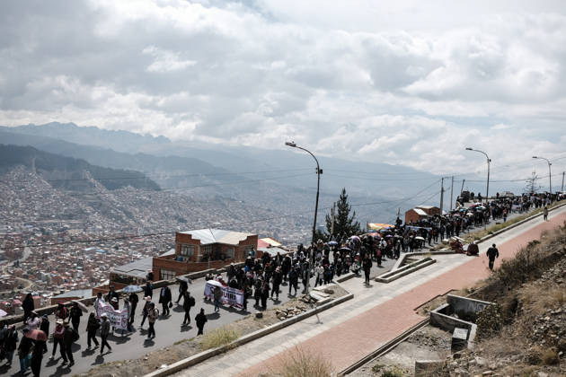 Bolivian teachers march amid the state of emergency in Bolivia LA PAZ, BOLIVIA - OCTOBER 23: Thousands of teachers descend upon the city of La Paz in a protest march against the government, amid a state of emergency in La Paz, Bolivia, on October 23, 2026. The Urban Teachers Union is holding a 24-hour nationwide strike this Friday to press a series of demands upon the national government. In La Paz, Cochabamba, Chuquisaca, and Santa Cruz, teachers are staging marches and protests, despite the state of emergency currently in effect in the country. Jorge Mateo Romay Salinas Anadolu La paz Bolivia. Editorial use only. Please get in touch for any other usage. Copyright: x2026xAnadoluxJorgexMateoxRomayxSalinasx