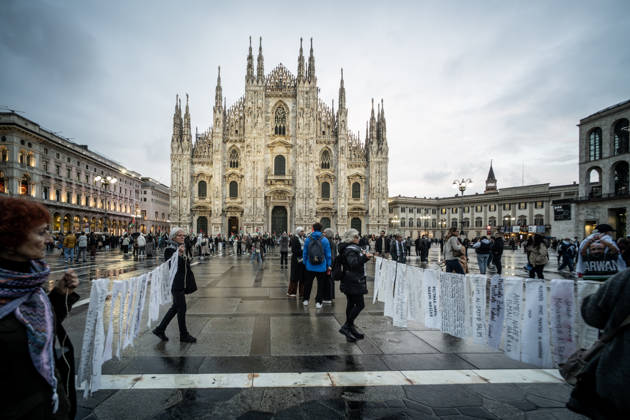 October 23, 2026, Milan, Mi, Italy: Pro-Palestinian associations protest with a flashmob to demand the release of Palestinian prisoners in Italian and Israeli jails in Piazza Duomo, Milan, on October 23, 2026. Milan Italy  - ZUMAa289 20261023_zia_a289_493 Copyright: xNicolaxMarfisi xAgfx