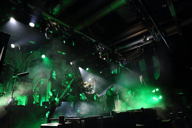 Victor Brandt, Dariusz Daray Brzozowski, Stian Tomt Shagrath Thoresen, and Kjell Age Damage Karlsen (from left), members of the band Dimmu Borgir, at a concert at the Columbiahalle in Berlin on October 23, 2026. Behemoth Dimmu Borgir Concert Berlin