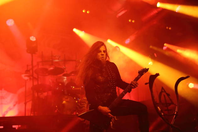 Patryk Dominik Seth Sztyber of the band Behemoth at a concert at the Columbiahalle in Berlin, October 23, 2026 Behemoth Dimmu Borgir Concert Berlin