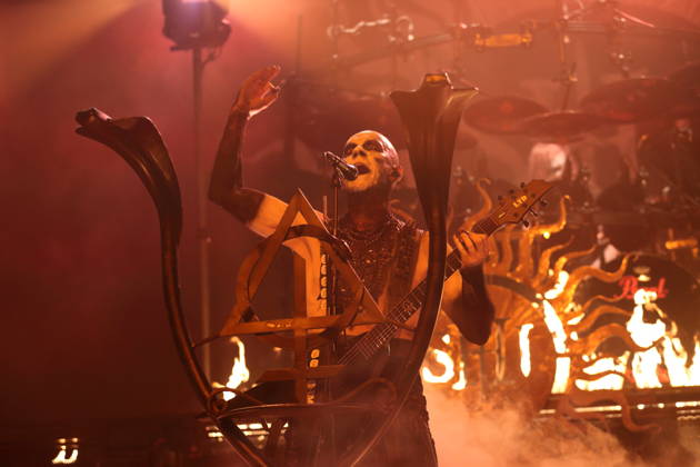Adam Michal Nergal Darski of the band Behemoth at a concert at the Columbiahalle in Berlin, October 23, 2026 Behemoth Dimmu Borgir Concert Berlin