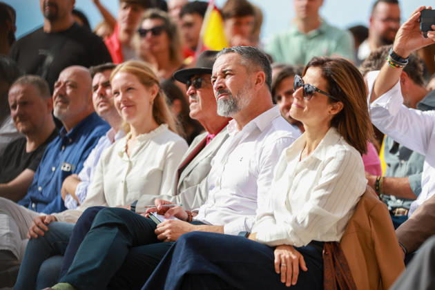Abascal Holds a Public Event in Palma Vox President Santiago Abascal, and Vox’s candidate for the Congress of Deputies representing the Balearic Islands, Maribel Cerezo, during a public event as part of the pre-campaign for the general election on November 29, at La Seu de Mallorca, on October 24, 2026, in Palma de Mallorca, Mallorca, Balearic Islands, Spain. Abascal is the first leader of one of the major parties running in the general election to have announced public events in the Balearic Islands. OCTOBER 24, 2026. Tomàs Moyà. Palma de Mallorca, Mallorca, Balearic Islands. Palma de Mallorca, Mallorca, Spain Copyright: xTomà sxMoyà x 7866246