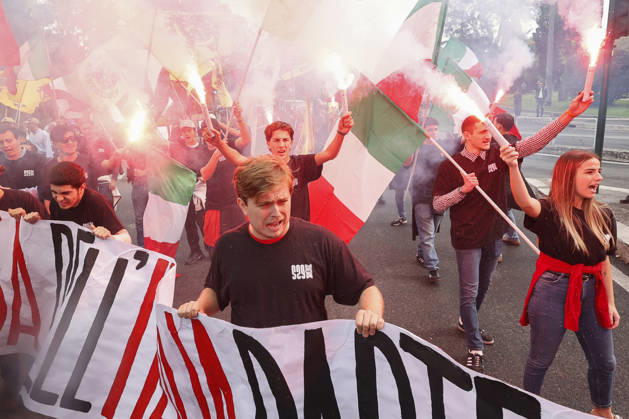 Students protest in Rome ROME, ITALY - OCTOBER 24: Members of Azione Studentesca (Student Action), a far-right student movement, take part in a demonstration in Rome, Italy, on October 24, 2026. Riccardo De Luca Anadolu Rome Italy. Editorial use only. Please get in touch for any other usage.  Copyright: x2026xAnadoluxRiccardoxDexLucax