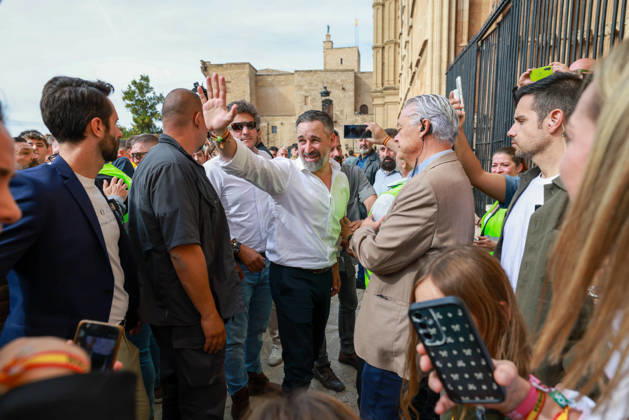 Abascal Holds a Public Rally in Palma Vox President Santiago Abascal during a Vox public rally as part of the pre-campaign for the general election on November 29, at La Seu de Mallorca, on October 24, 2026, in Palma de Mallorca, Mallorca, Balearic Islands, Spain. Abascal is the first leader of one of the major parties running in the general election to have announced public events in the Balearic Islands. OCTOBER 24, 2026. Tomàs Moyà. Palma de Mallorca, Mallorca, Isl. Palma de Mallorca, Mallorca, Spain Copyright: xTomà sxMoyà x 7866491