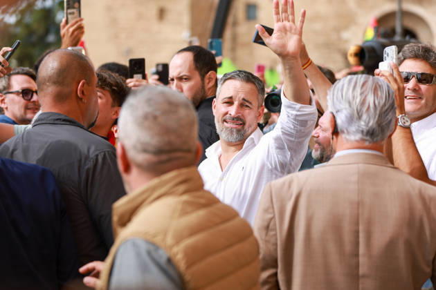 Abascal Holds a Public Rally in Palma Vox President Santiago Abascal during a Vox public rally as part of the pre-campaign for the general election on November 29, at La Seu de Mallorca, on October 24, 2026, in Palma de Mallorca, Mallorca, Balearic Islands, Spain. Abascal is the first leader of one of the major parties running in the general election to have announced public events in the Balearic Islands. OCTOBER 24, 2026. Tomàs Moyà. Palma de Mallorca, Mallorca, Isl. Palma de Mallorca, Mallorca, Spain Copyright: xTomà sxMoyà x 7866492