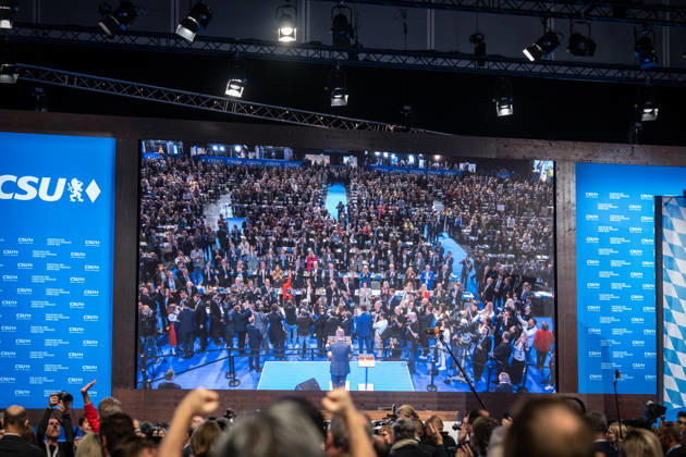 Chancellor Friedrich Merz speaks at the CSU Party Convention in Munich; CSU Party Convention in Munich, Munich, Bavaria, Germany; Munich Trade Fair Grounds