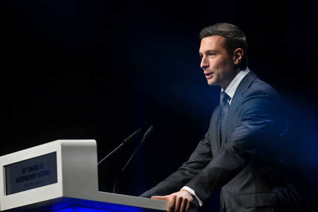 XIXth Congress French Far-right Party RN - Orleans President of French far-right party Rassemblement National RN Jordan Bardella on stage during the XIXth Congress of Rassemblement National RN, in Orleans, France on October 24 2026. Photo by Franck Castel ABACAPRESS.COM Orleans France  Copyright: xCastelxFranck ABACAx