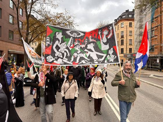 Pro-Palestinian demonstration in Sweden STOCKHOLM, SWEDEN - OCTOBER 24: People carrying banners and flags, gather to stage a pro-Palestinian demonstration condeming Israeli attacks, on October 24, 2026 in Stockholm, Sweden. Atila Altuntas Anadolu Stockholms Sweden. Editorial use only. Please get in touch for any other usage.  Copyright: x2026xAnadoluxAtilaxAltuntasx