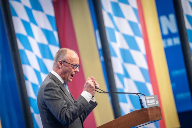 Chancellor Friedrich Merz speaks at the CSU Party Convention in Munich; CSU Party Convention in Munich, Munich, Bavaria, Germany; Munich Trade Fair Grounds
