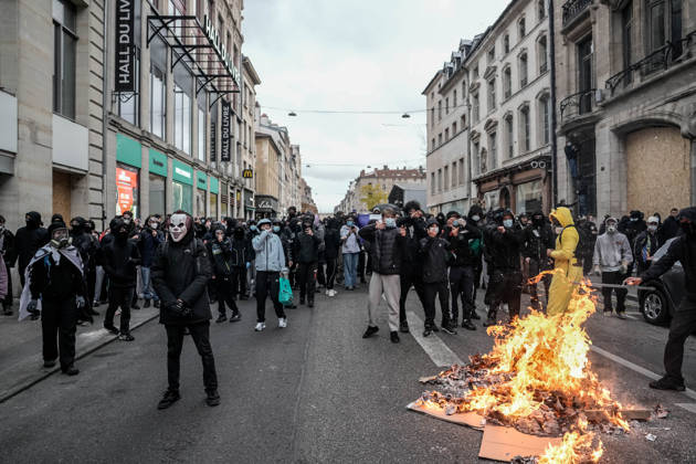 Police intervene in demonstrators amid ongoing protests in Nancy NANCY, FRANCE - OCTOBER 24: Police clash with protesters with water cannons and tear gas during a demonstration amid ongoing social and political tensions in Nancy, France, on October 24, 2026. Muhammed Said Tako Anadolu Nancy France. Editorial use only. Please get in touch for any other usage.  Copyright: x2026xAnadoluxMuhammedxSaidxTakox