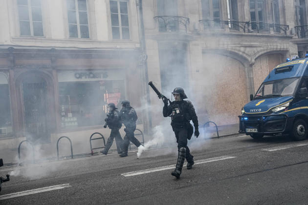 Police intervene in demonstrators amid ongoing protests in Nancy NANCY, FRANCE - OCTOBER 24: Police clash with protesters with water cannons and tear gas during a demonstration amid ongoing social and political tensions in Nancy, France, on October 24, 2026. Muhammed Said Tako Anadolu Nancy France. Editorial use only. Please get in touch for any other usage.  Copyright: x2026xAnadoluxMuhammedxSaidxTakox