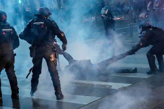 Police intervene in demonstrators amid ongoing protests in Nancy NANCY, FRANCE - OCTOBER 24: Police clash with protesters with water cannons and tear gas during a demonstration amid ongoing social and political tensions in Nancy, France, on October 24, 2026. Muhammed Said Tako Anadolu Nancy France. Editorial use only. Please get in touch for any other usage.  Copyright: x2026xAnadoluxMuhammedxSaidxTakox