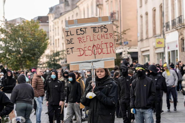 Police intervene in demonstrators amid ongoing protests in Nancy NANCY, FRANCE - OCTOBER 24: Protesters holding banners gather as police take security measures during a demonstration amid ongoing social and political tensions in Nancy, France, on October 24, 2026. Muhammed Said Tako Anadolu Nancy France. Editorial use only. Please get in touch for any other usage.  Copyright: x2026xAnadoluxMuhammedxSaidxTakox