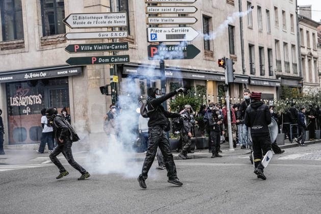 Police intervene in demonstrators amid ongoing protests in Nancy NANCY, FRANCE - OCTOBER 24: Police clash with protesters with water cannons and tear gas during a demonstration amid ongoing social and political tensions in Nancy, France, on October 24, 2026. Muhammed Said Tako Anadolu Nancy France. Editorial use only. Please get in touch for any other usage.  Copyright: x2026xAnadoluxMuhammedxSaidxTakox