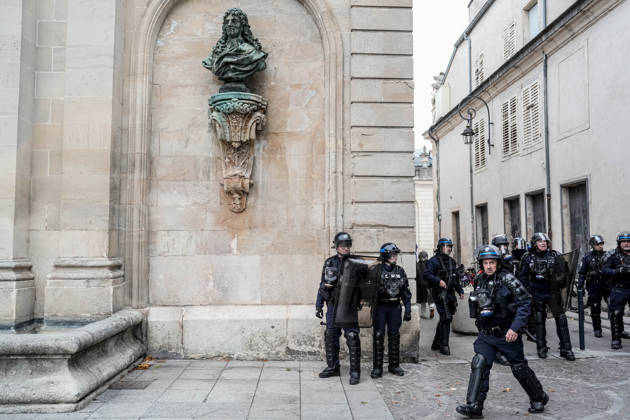Police intervene in demonstrators amid ongoing protests in Nancy NANCY, FRANCE - OCTOBER 24: Protesters holding banners gather as police take security measures during a demonstration amid ongoing social and political tensions in Nancy, France, on October 24, 2026. Muhammed Said Tako Anadolu Nancy France. Editorial use only. Please get in touch for any other usage.  Copyright: x2026xAnadoluxMuhammedxSaidxTakox