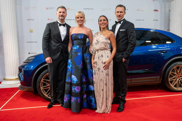 Leipzig: The 30th Leipzig Opera Ball at Augustusplatz on October 24, 2026, starting at 5 p.m. Leipzig, Augustusplatz; Leipzig Opera; Photographer: EHL Media, Rico Welzel; Pictured: Simon BoÌˆer, Melanie Marschke, Amy Mußul, and Johannes Hendrik Langer, actors from SOKO Leipz Copyright: xEHLxMedia RicoxWelzelx 20261024_leipziger-opernball-roterteppich_15
