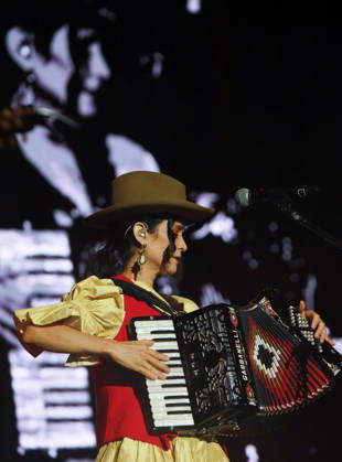 October 24, 2026, Tijuana, Baja California, Mexico: Mexican musician JULIETA VENEGAS plays her Gabbanelli accordion live on stage during her concert at the Tecate Peninsula 2026 music festival at Explanada Estadio Caliente in Tijuana, Baja California, Mexico, October 24, 2026. Tijuana Mexico - ZUMAm311 20261024_zip_m311_012 Copyright: xAlbertoxMartinezx