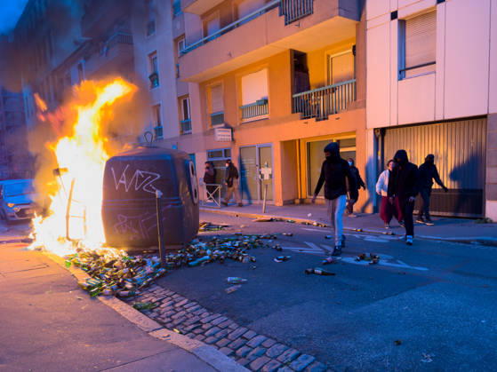 Lyon France Protests October 24 Demonstrators walk near a fire on a street during a protest in Lyon, France on October 24, 2026. Authorities deployed around 70,000 security personnel across France for renewed protests over the cost of living, after unrest a week earlier saw public buildings damaged, hundreds of shops looted and about 2,700 people arrested. Lyon Rhone Alpes France Copyright: xAbolfazlxSalmanzadehx