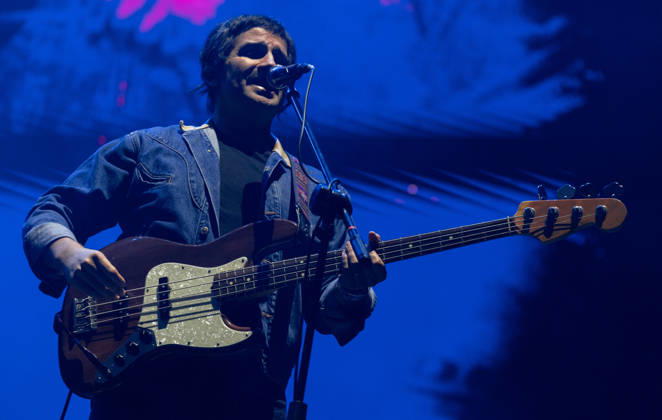 October 24, 2026, Tijuana, Baja California, Mexico: October 24, 2026, Tijuana, Baja California, Mexico: Rafael Navejas, bassist of the Mexican rock band Enjambre, plays bass on stage during their live performance at the Tecate Peninsula 2026 festival at Parque Morelos in Tijuana. Tijuana Mexico - ZUMAm311 20261024_zip_m311_018 Copyright: xAlbertoxMartinezx