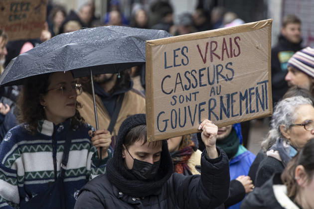 Yellow Vests Protest Act II - Lille Demonstration in favor of purchasing power, the protection of public services, and fiscal and social justice, in Lille on October 24, 2026 as part of a nationwide call for mobilisation and protest bringing together former members of the Yellow Vest movement, labor unions, high school and university students. Photo by Sebastien Courdji ABACAPRESS.COM Lille nord France  Copyright: xCourdjixSebastien ABACAx