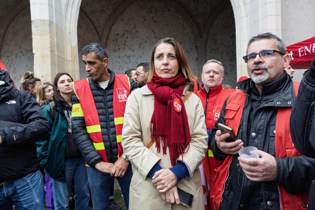 Politics at Demonstration Against French Far-Right Party RN - Orleans Sophie Binet (CGT) attends a rally against racism, fascism and imperialism held in Orléans, Loiret, France on October 24, 2026, in opposition to the National Rally congress. Photo by Pascal Avenet ABACAPRESS.COM Orleans France  Copyright: xAvenetxPascal ABACAx