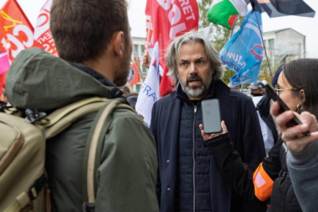 Politics at Demonstration Against French Far-Right Party RN - Orleans Aymeric Caron attends a rally against racism, fascism and imperialism held in Orléans, Loiret, France on October 24, 2026, in opposition to the National Rally congress. Photo by Pascal Avenet ABACAPRESS.COM Orleans France  Copyright: xAvenetxPascal ABACAx