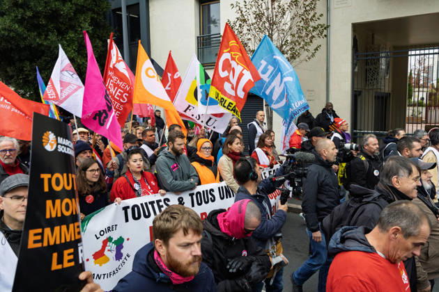 Demonstration Against French Far-Right Party RN - Orleans Rally against racism, fascism, and imperialism in Orléans, Loiret, France on October 24, 2026, held alongside the National Rally (RN) congress. Photo by Pascal Avenet ABACAPRESS.COM Orleans France  Copyright: xAvenetxPascal ABACAx