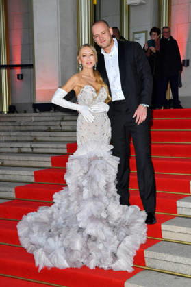 Jenny Elvers with her son Paul Jolig at the 2026 Leipzig Opera Ball at the Leipzig Opera on October 24, 2026