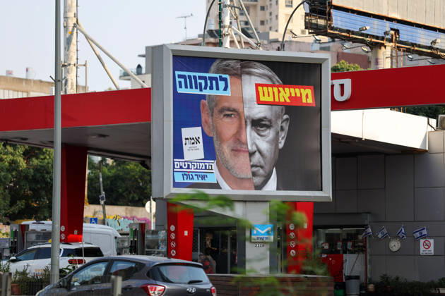 Campaign posters of candidates appear on the streets of Israel ahead of general elections TEL AVIV, ISRAEL - OCTOBER 25: Posters of Democrats Party leader Yair Golan (left) and Prime Minister and Likud Party leader Benjamin Netanyahu (right) are seen as election campaigns intensify two days before the vote as campaign posters of candidates are displayed on billboards and buildings across the streets ahead of the Knesset elections scheduled for October 27, in Tel Aviv, Israel, on October 25, 2026. Nir Keidar Anadolu Tel Aviv Israel. Editorial use only. Please get in touch for any other usage.  Copyright: x2026xAnadoluxNirxKeidarx