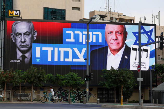 Campaign posters of candidates appear on the streets of Israel ahead of general elections TEL AVIV, ISRAEL - OCTOBER 25: Posters of former Israeli Chief of General Staff and Yashar Party leader Gadi Eisenkot (right) and Prime Minister and Likud Party leader Benjamin Netanyahu (left) are seen as election campaigns intensify two days before the vote as campaign posters of candidates are displayed on billboards and buildings across the streets ahead of the Knesset elections scheduled for October 27, in Tel Aviv, Israel, on October 25, 2026. Nir Keidar Anadolu Tel Aviv Israel. Editorial use only. Please get in touch for any other usage.  Copyright: x2026xAnadoluxNirxKeidarx