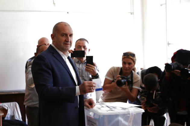 (261025) -- SOFIA, Oct. 25, 2026 -- Bulgarian Prime Minister Rumen Radev is pictured during the presidential election at a polling station in Sofia, Bulgaria, Oct. 25, 2026. Bulgarians went to the polls on Sunday to elect their next president. As many as 6.59 million voters are eligible to choose from 27 candidates, including incumbent President Iliana Iotova, according to the country s Central Election Commission. Polling stations across the country opened at 7:00 a.m. local time (0500 GMT) and are scheduled to close at 8:00 p.m. The first exit polls may be released immediately after voting ends, while the official results must be announced no later than Tuesday evening. ) BULGARIA-SOFIA-PRESIDENTIAL ELECTION-VOTING LinxHao 