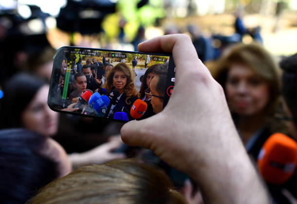 President Elections in Bulgaria Incumbent Bulgarian President Iliana Iotova is seen on a phone screen as she speaks with journalists after casting her vote in the first round of the presidential election in Sofia, Bulgaria, October 25, 2026. Nearly 6.6 million eligible voters are set to elect the seventh president of Bulgaria in the first round of voting. Sofia Bulgaria  Copyright: xMatrixxImagesx xVassilxDonevx