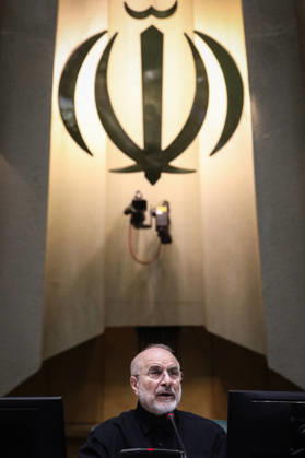 October 25, 2026, Tehran, Iran: Mohammad Bagher Ghalibaf sits at the speaker s desk beneath the large emblem of the Islamic Republic of Iran at the Islamic Consultative Assembly in Tehran, Iran, on October 25, 2026. The Islamic Consultative Assembly resumed an open sitting in its Tehran chamber with a mix of in-person and remote participation, according to parliamentary reporting. Tehran Iran - ZUMAi98_ 20261025_zih_i98_088 Copyright: xIcanax