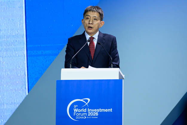 October 25, 2026, Doha, Qatar: Li Chenggang, International Trade Representative of China, speaks during a plenary session following the opening ceremony of the 9th World Investment Forum (WIF 2026). The three-day summit, organized by United Nations Conference on Trade and Development Doha Qatar - ZUMAs197 20261025_aaa_s197_086 Copyright: xNoushadxVariyattiyakkalx